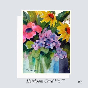 HEIRLOOM CARDS 5x 7 Choose from 15 Designs of Original Watercolor Art Fresh Cut