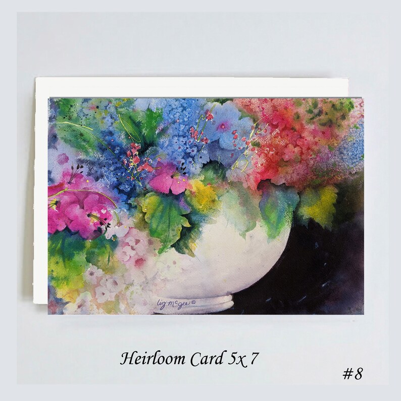 HEIRLOOM CARDS 5x 7 Choose from 15 Designs of Original Watercolor Art Abundance