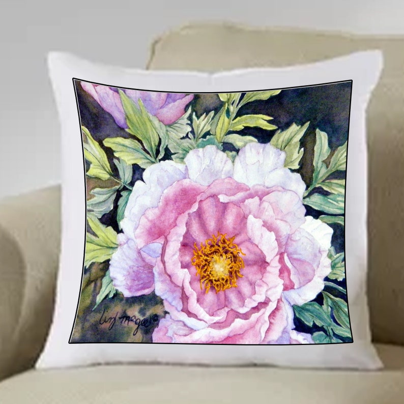 Print PILLOW SHAM Hand Sewn 8 Different Original Watercolor Hand Painted Both Sides