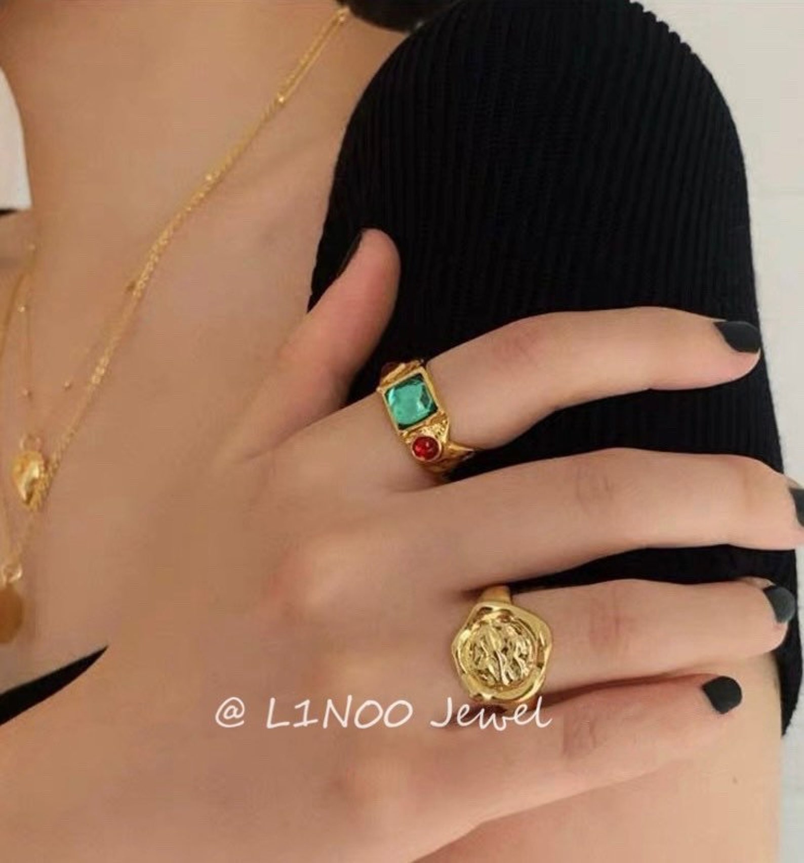 Colorful Chunky Rings Chunky Gold Ring Chunky Gemstone Ring Etsy