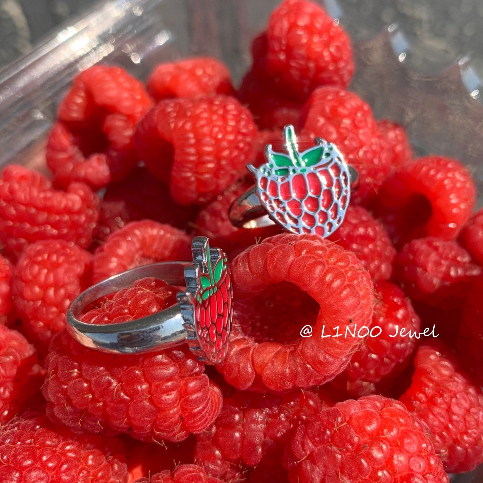 Chunky Raspberry Ring Colorful Glazed Ring Chunky Silver Ring Etsy