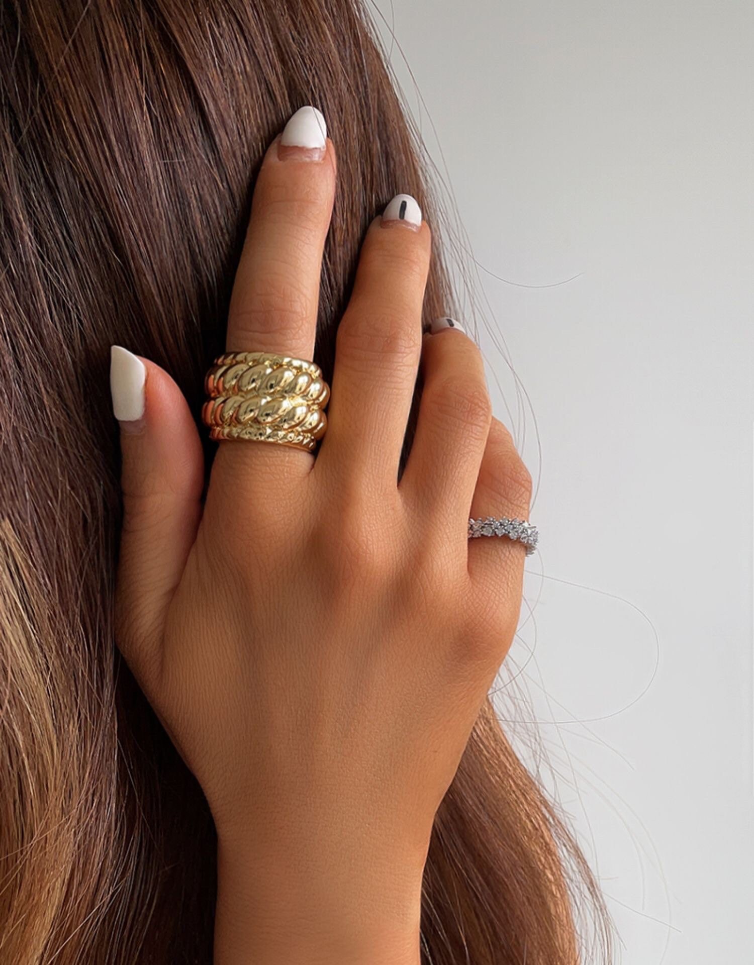Gold Twisted Rope Ring Chunky Gold Ring Chunky Rings Dome Ring Etsy
