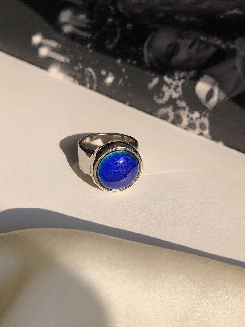 Color Changing Mood Stone Ring Colorful Chunky Ring Mood Ring Changing Color Ring Silver Chunky Ring Gold Ring Gold Dome Ring Emotional Ring