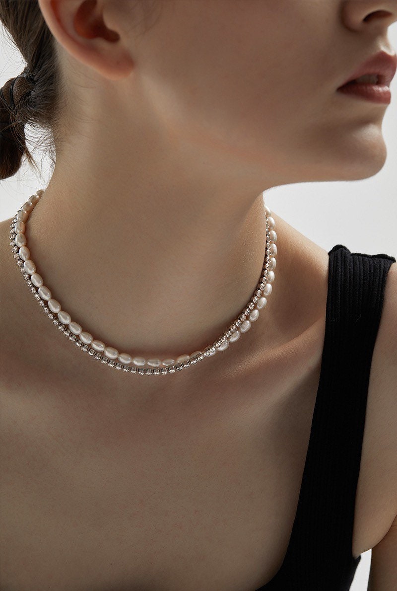 Freshwater Pearl Necklace Pearl Chocker Baroque Pearl Necklace Etsy