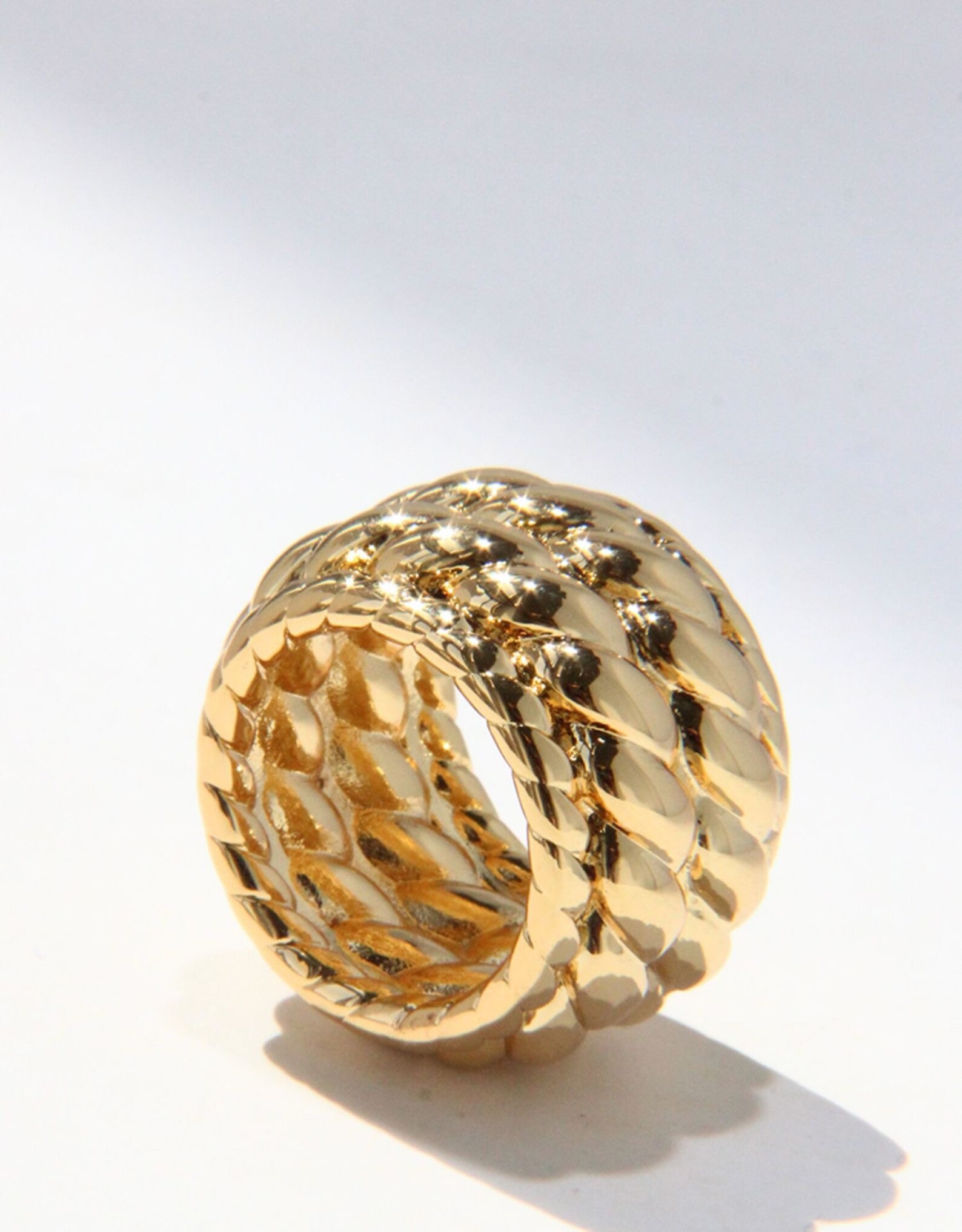 Gold Twisted Rope Ring Chunky Gold Ring Chunky Rings Dome Ring Etsy