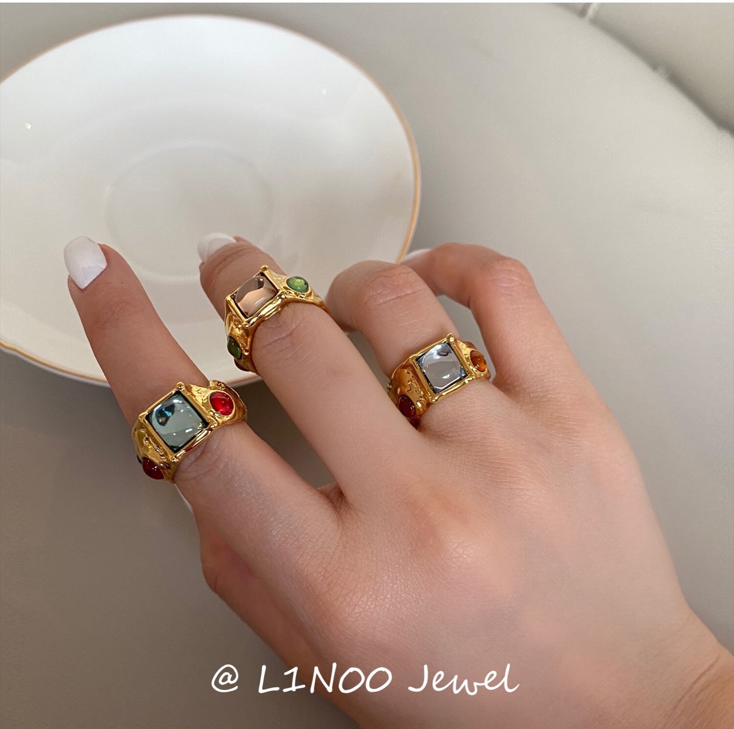 Colorful Chunky Rings Chunky Gold Ring Chunky Gemstone Ring Etsy