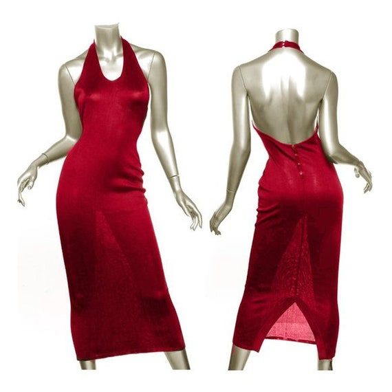 Azzedine ALAIA iconic 1980's red gown dress XS