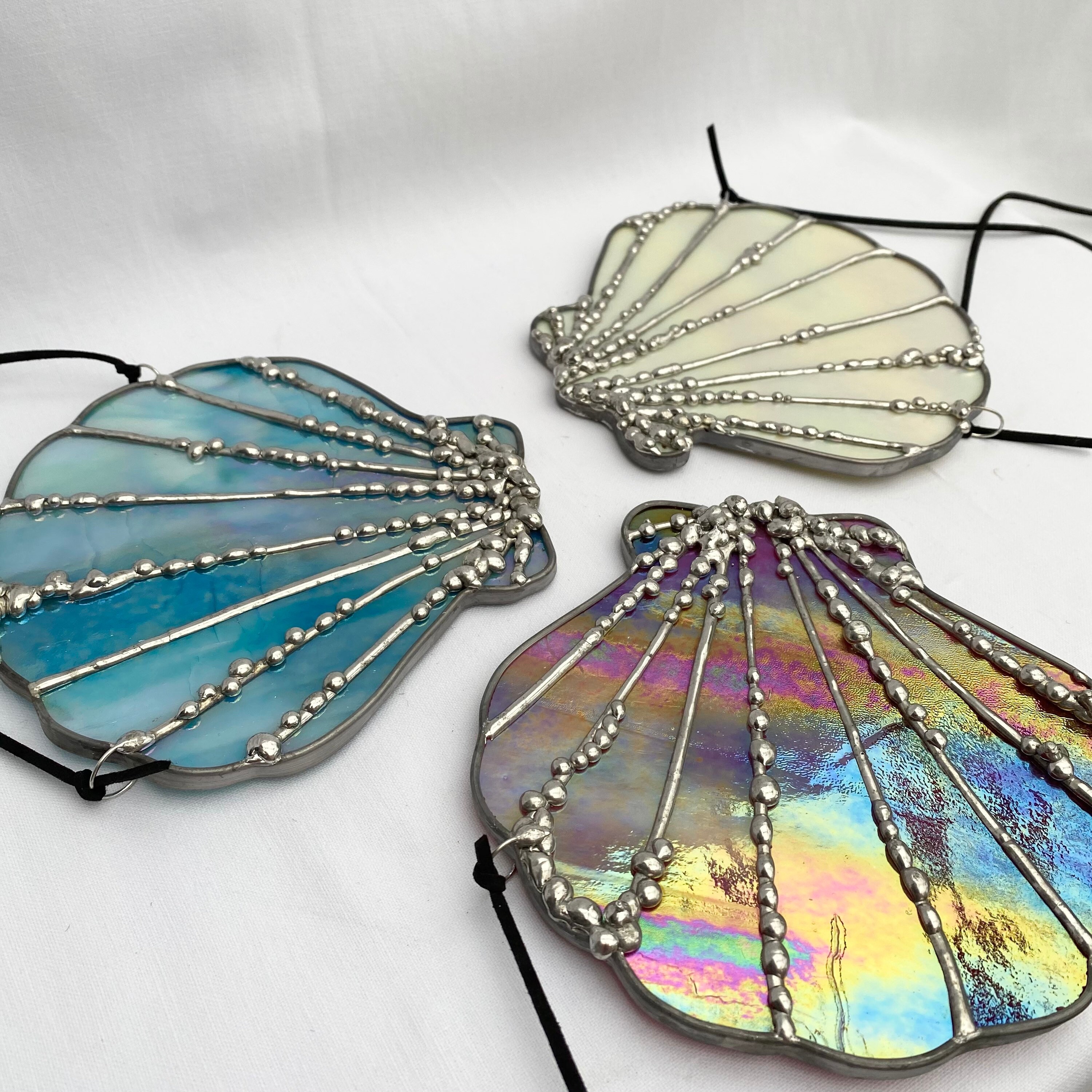 Large Stained Glass Seashell Suncatcher Etsy