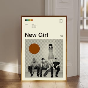 New Girl Tv Show Poster, New Girl Retro Poster, Mid Century Modern Art, Movie Print Art, Retro Poster, Wall Decor, Gift for him
