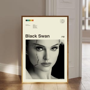 Black Swan Poster, Natalie Portman Poster, Mid Century Modern Art, Retro Poster, Home Decor, Digital Print, Digital Download, Wall Decor