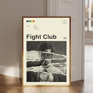 Fight Club Poster, Fight Club Retro Poster, Mid Century Modern Art, Movie Print Art, Retro Poster, Wall Decor, Gift for him