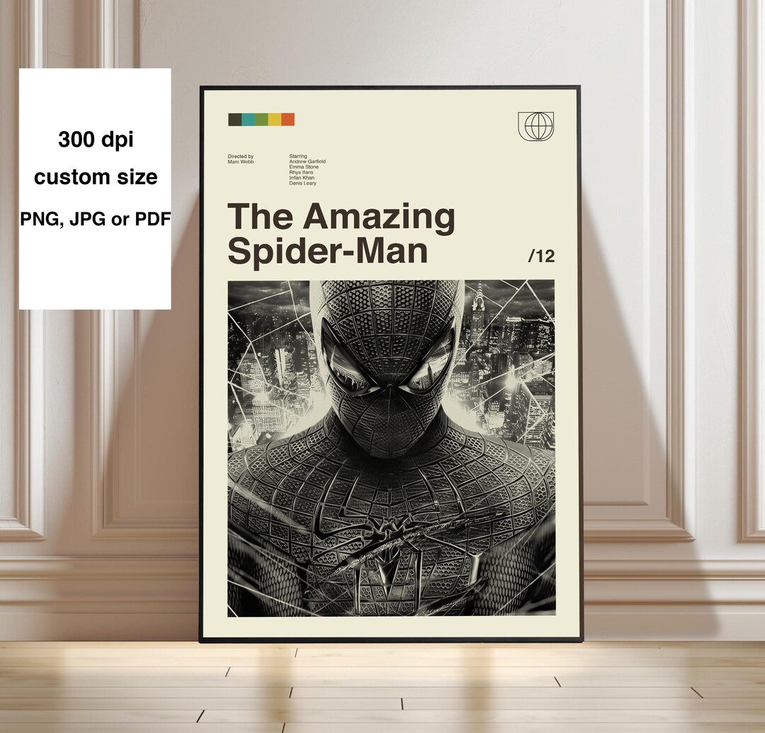 The Amazing Spider-man Poster, Spider Man Digital Download, Mid Century ...
