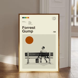 Forrest Gump Poster, Forrest Gump Retro Poster, Mid Century Modern Art, Movie Print Art, Retro Poster, Wall Decor, Gift for him