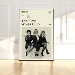 The First Wives Club 1996 Poster, The First Wives Club Print, Mid Century Modern Art, Black and White, Retro Poster, Wall Decor
