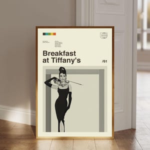 Breakfast at Tiffany&#39;s Movie Poster, Audrey Hepburn Fan Poster, Mid Century Modern Art, Retro Poster, Home Decor, Digital Download