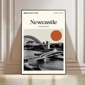 Newcastle Poster, United Kingdom Travel Poster, Newcastle Cityscape Print, Newcastle Printable Art, Newcastle Gift Art Lovers