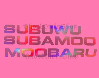 Subuwu/Subamoo/Moobaru Trio Car Decal Pack / Holographic Decal / Moo Moo Subie / Cute Car Decal