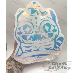 Blue Tiger in a box Kpop Demon Hunter Car Decal / Holographic Vinyl Car Decal