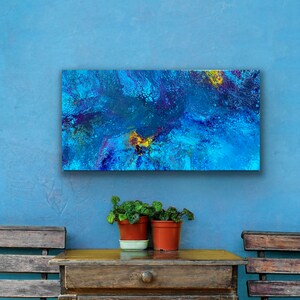 Blue Space Wall Art  | Fluid Art | Acrylic Pour on Canvas | Ring Pour