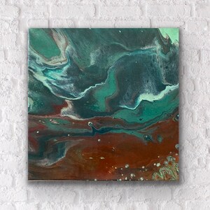 Green & Brown Wall Art | Abstract Art | Acrylic Painting on Canvas | Acrylic Pour