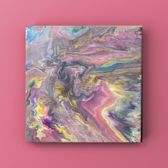 Pink & Yellow Wall Art Abstract Art Acrylic Painting on Etsy UK