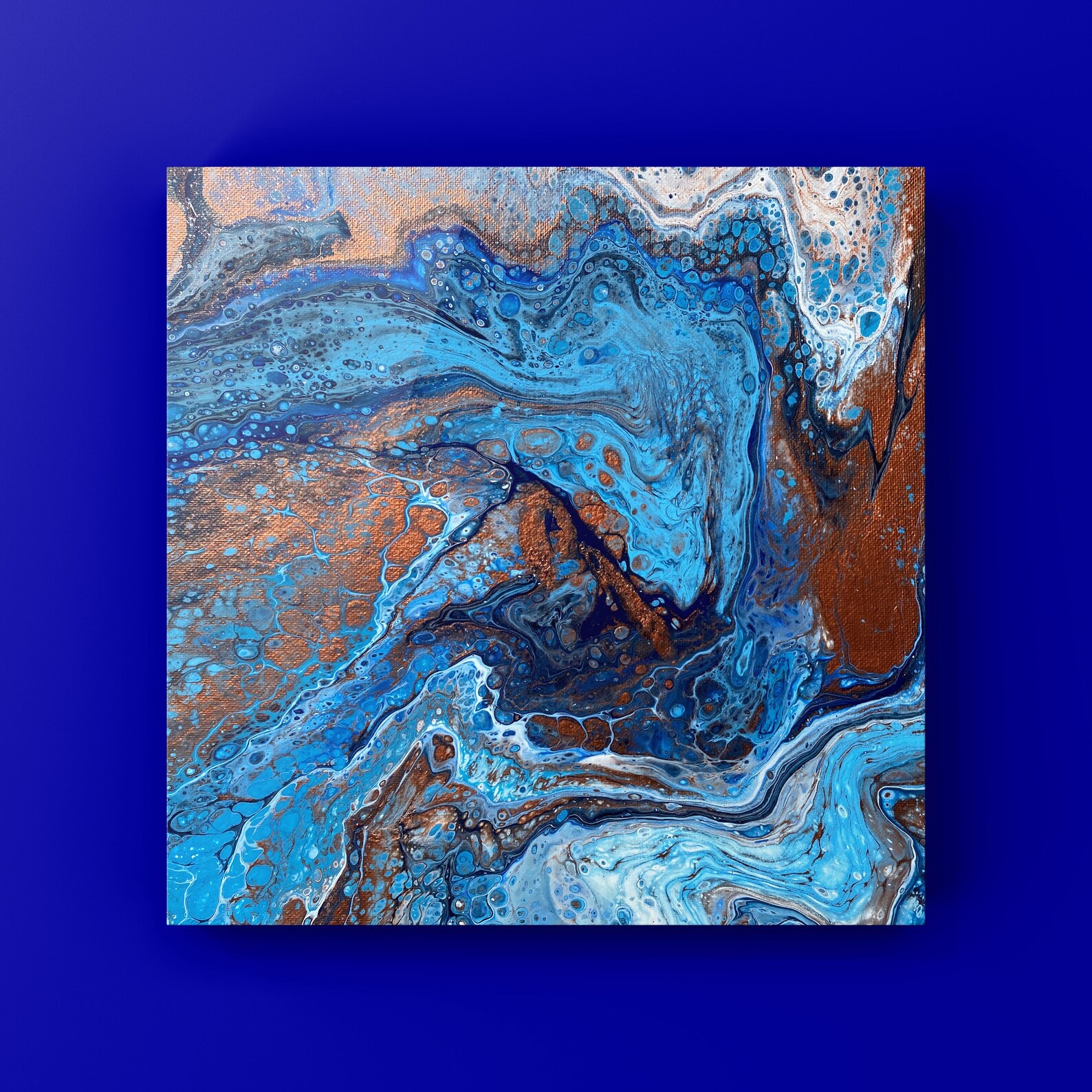 Blue & Copper Wall Art Abstract Art Acrylic Painting on Etsy UK