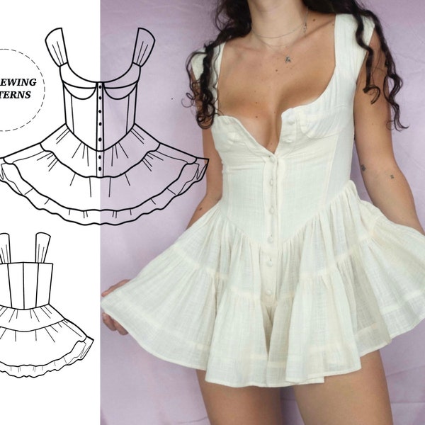 Bustier Corset Style Romper Dress ~ PDF (XXS-XXL)