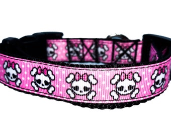 skull and bones dog collar