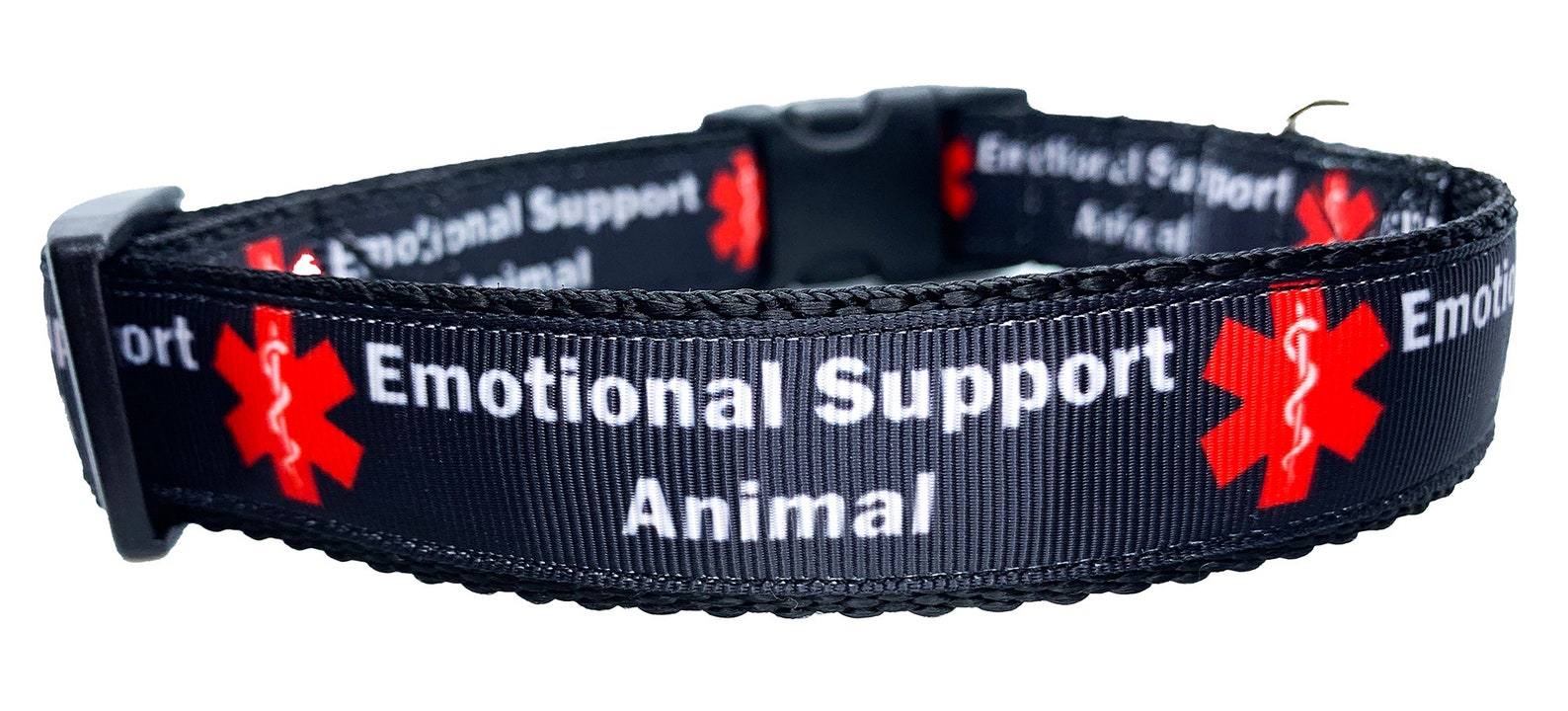 Black Emotional Support Animal Collar One Inch Width - Etsy