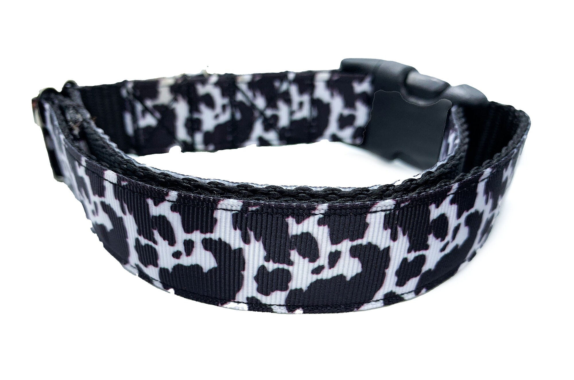 Cow Dog Collar One Inch Width Adjustable Cow Print Dog Collar Etsy