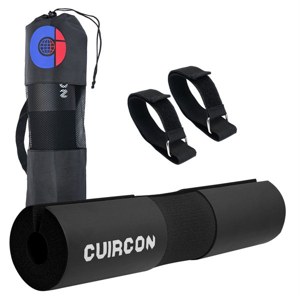 Cuircon Barbell Pad Set - Olympic Barbell Pad for Hip Thrust, Squats & Lunges, Gym Bar Pad with 2 Securing Straps, Thick Foam Cushion