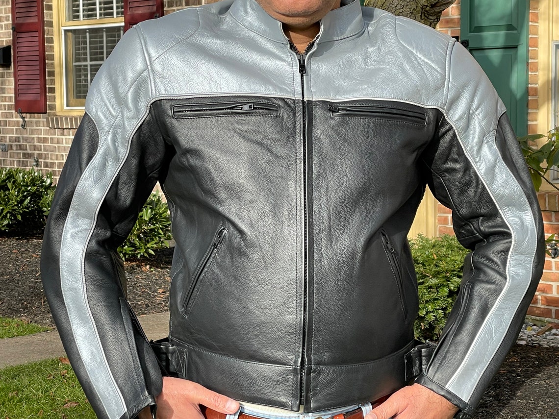 Armored Real Leather Racing Biker Motorcycle Jacket Black Etsy