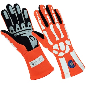 Cuircon | SFI-3.3/5 | Racing Nomex Double Layer Driving Gloves | NASCAR, Rally Drag Sports I Fluorescent Skeleton Auto Racing Gloves  3.3/5