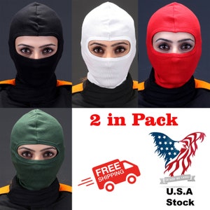 CUIRCONINTL Cuircon 2 Pack 100% Cotton Balaclava Face Mask for Men and Women Skiing, Snowboarding, Motorcycle, UV Protection Auto Racing Wind Protection