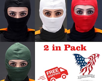 Cuircon 2 Pack 100% Cotton Balaclava Face Mask for Men and Women Skiing, Snowboarding, Motorcycle, UV Protection Auto Racing Wind Protection