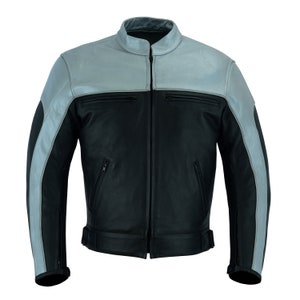 Cuircon Motorcycle Gear Leather Jackets Armored Real Leather Racing Biker Motorcycle Jacket Black Silver Reflective