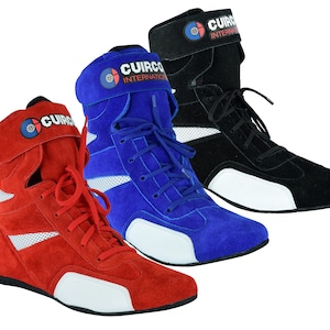 Cuircon High-Top Racing Driving Shoes Schwarz Wildleder Go Karting Boot Racing Fahrer boots
