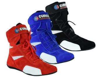 Cuircon High-Top Racing Driving Shoes Black Suede Go Karting Boot Racing drivers boots
