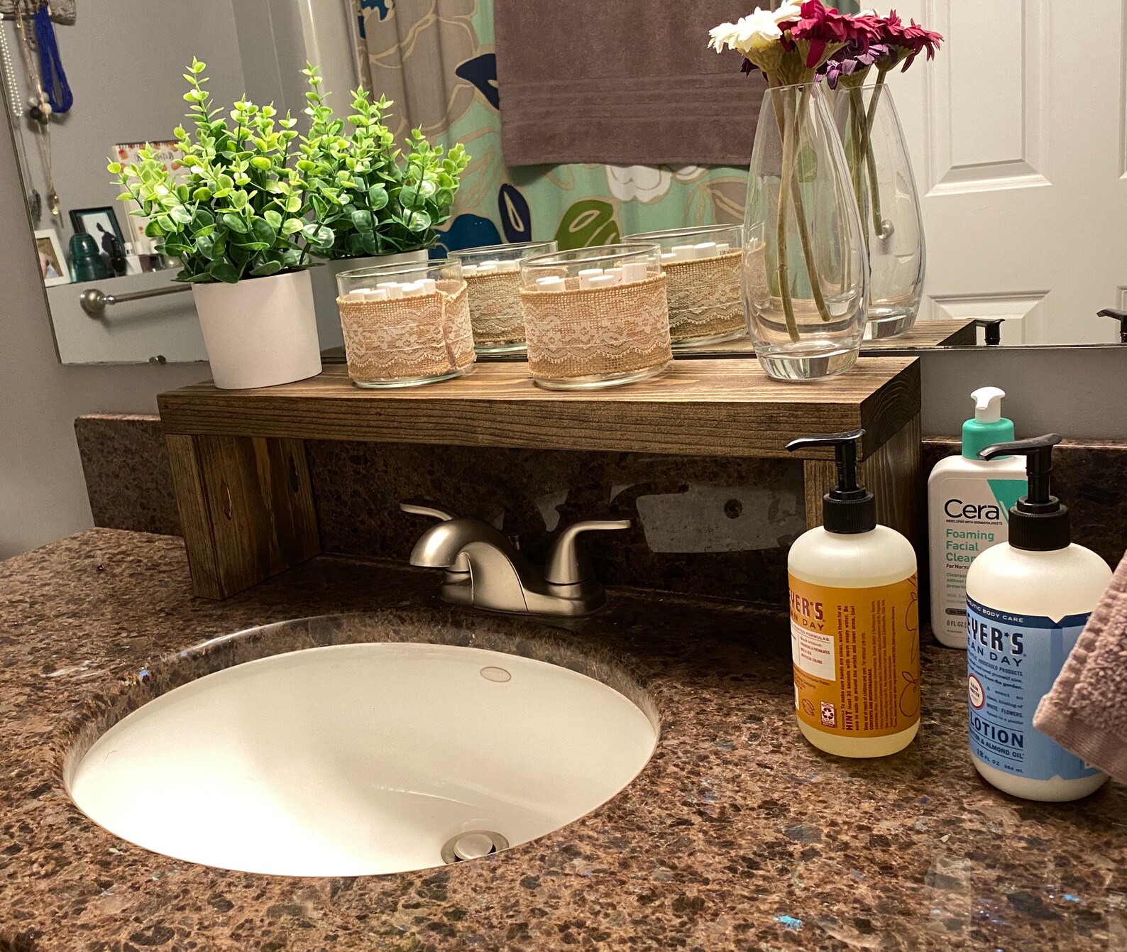 Bathroom Wood Over the Sink Shelf Wooden Plant Shelf Etsy