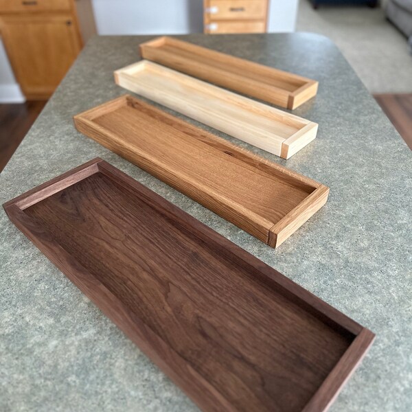 Decorative Hardwood Tray, Living Room Coffee Table Tray, Toilet Tank Bathroom Tray, Catch All Tray, Countertop Wood Tray