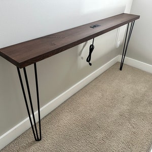 Solid Wood  Powered Hairpin Leg Console Table for Entryway Foyer Hallway or Behind the Couch Free Shipping