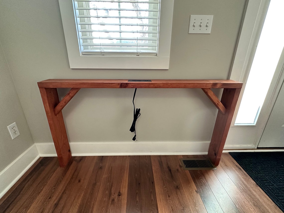 Powered Console Table Slim Couch Shelf Narrow Sofa Table Etsy