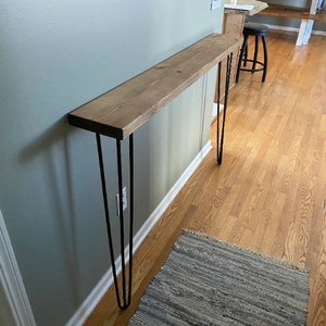 Narrow Hairpin Leg Solid Wood Console Table for Entryway, Behind the Couch, Foyer or Hallway