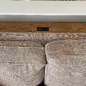 7 Inch Deep Powered Sofa Table Behind The Couch Table Long Wood Table with Charging Outlets Farmhouse Rustic Table image 6