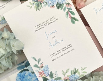 Wild Blue Flower Wedding Invitations, Blue Floral Wedding Invites