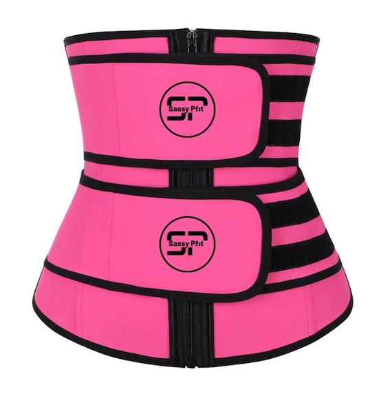 Radiant Luscious - Double Belt Compression Latex Waist Trainer - Pink