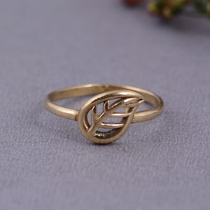 Brass Leaf Ring: Nature Inspired Filigree Stacking Ring