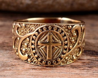 Bague croix, bague religieuse, bague pour homme, bague cadeau Jésus, bague délicate, bague chrétienne, bague de pouce, cadeau de baptême, cadeau de Noël, cadeaux.