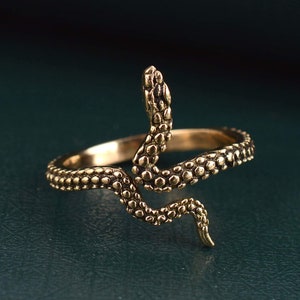 Twisted Gold Snake Ring: Adjustable Boho Serpent Band