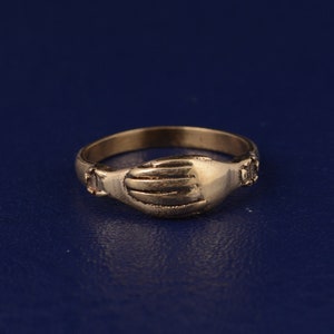 Handshake Ring: Brass Hugging Hands, Promise Ring
